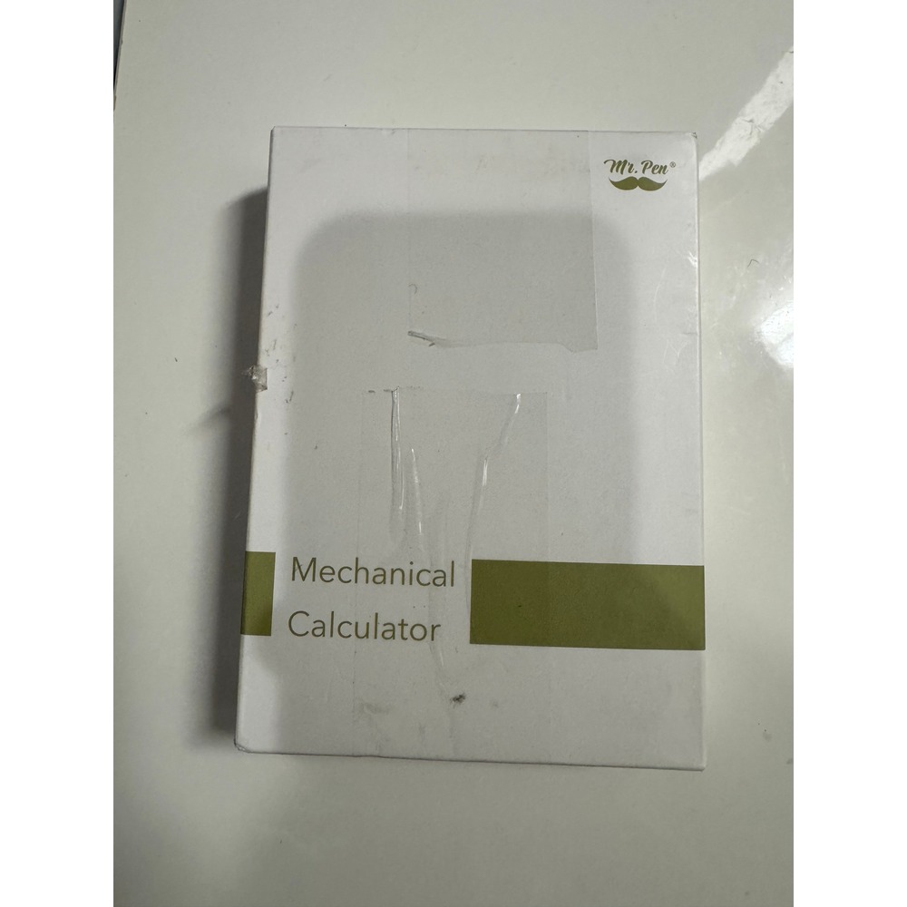 Mr. Pen Mechanical Calculator 12 Digit Large Round Button Desktop White Green